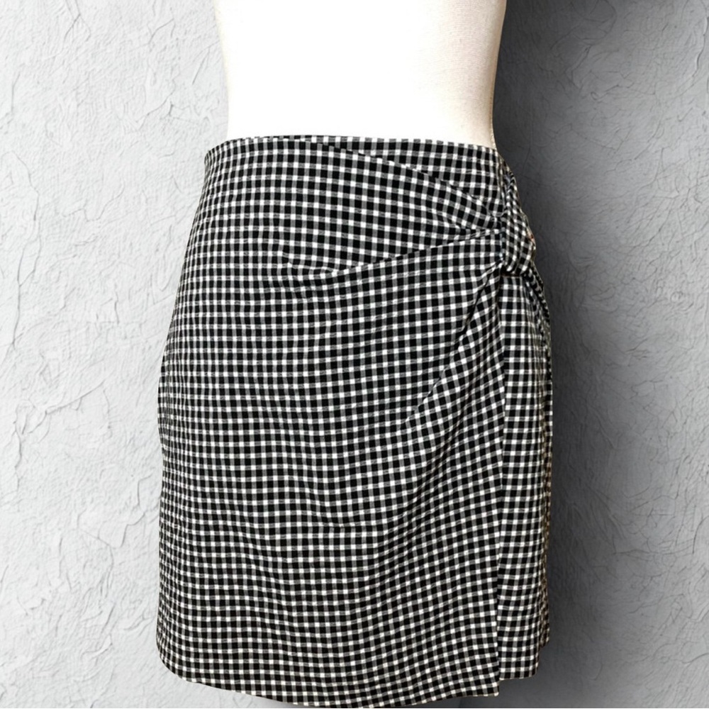 Skies Are Blue Black and White Ruched Mini Pencil Skirt Women Small